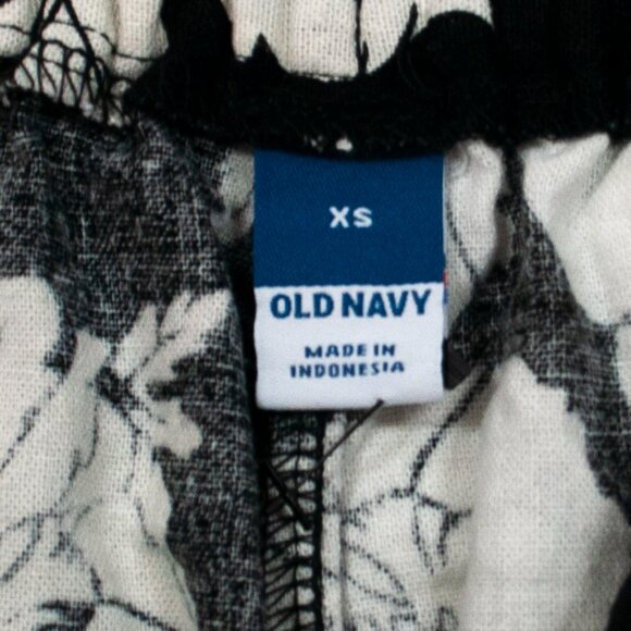 Old Navy Linen Blend Floral Maxi Skirt Womens XS Black Cream Casual Office Q03X - Picture 4 of 5